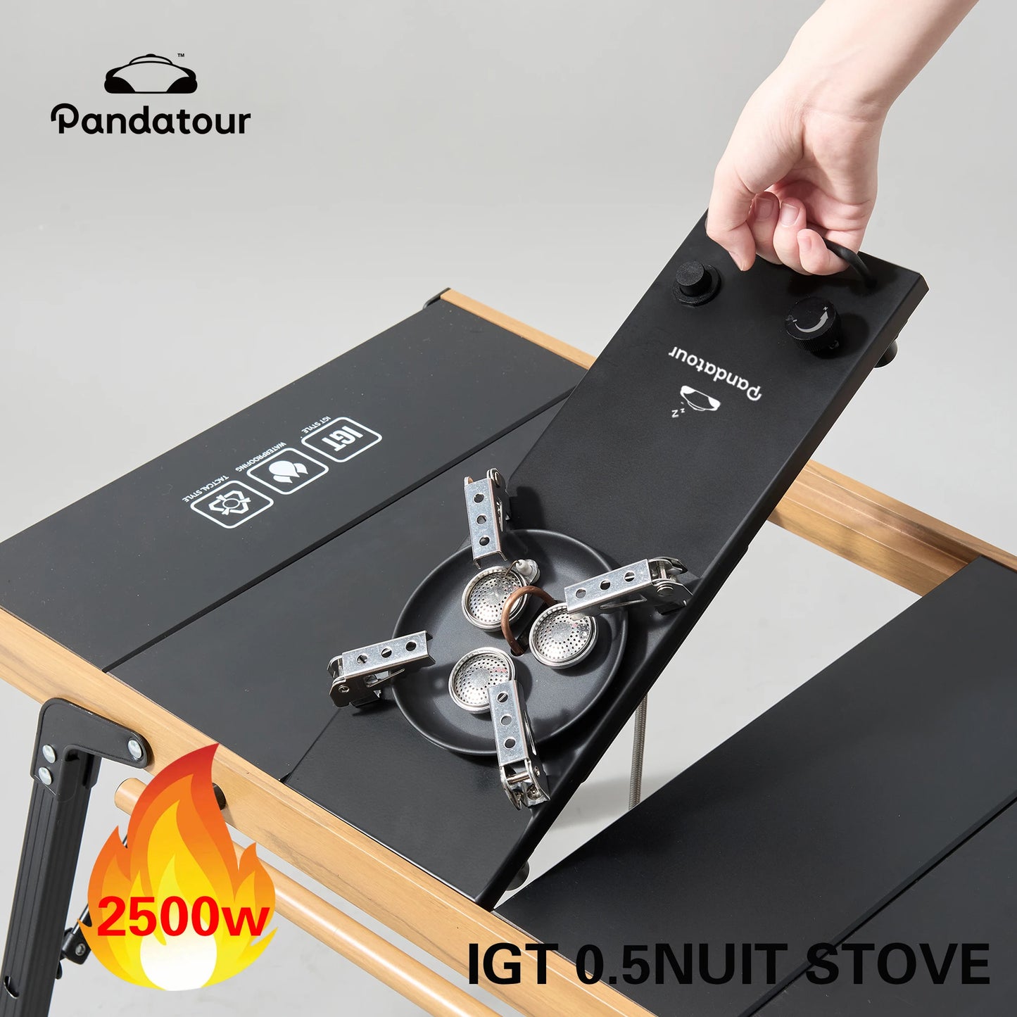 Pandatour Camping IGT Gas Stove 0.5UNT Strong FireBurner One lick Ignite Outdoor Adjustable Equipped  IGT Table Accessories