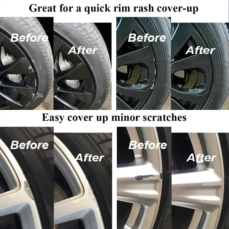 Automotive Wheel Touch-Up Paint (with Brush) Silver Black Rim Scratch Repair Pen Paint Car Accessories