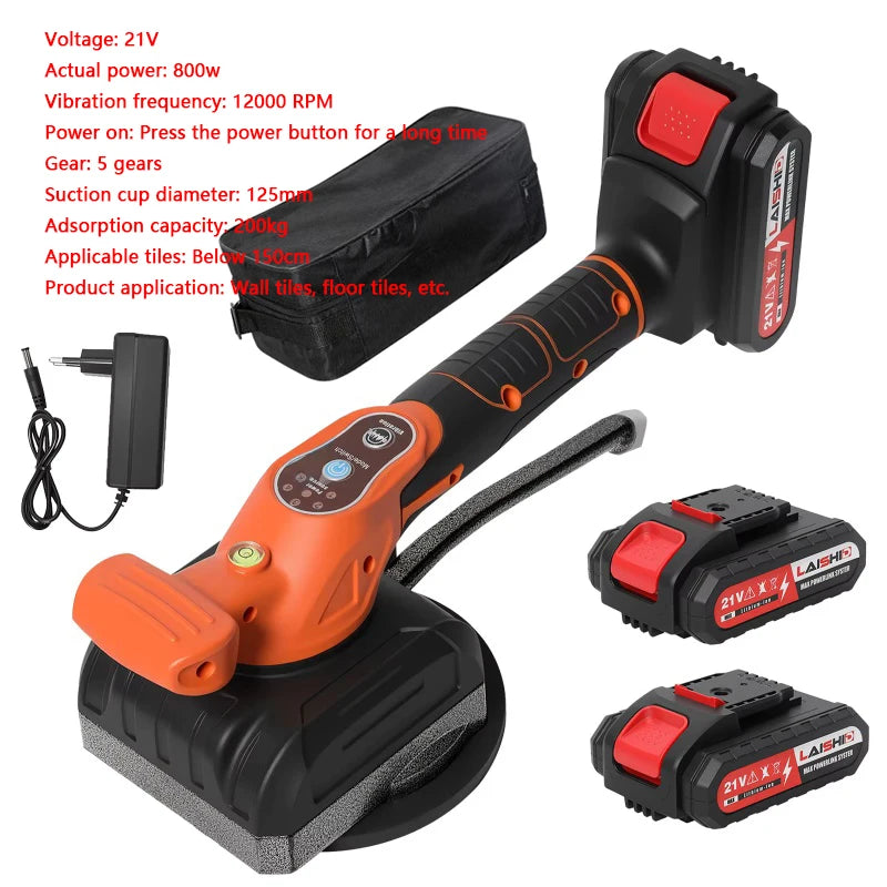 DWiusty 200KG Cordless Tile Tiling Machine Enlarged Suction Cup Tile Paving Tiles Vibrator 5 Gear Floor Vibrator Leveling Power Tools