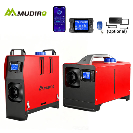 2026 Upgrade Mudiro 8KW Diesel Air Heater Auto High Altitude Mode&Smart LCD Panel Bluetooth APP + Remote Control Dual Wireless Auto Start‑Stop 4‑Language Voice Broadcast 1.5m Extension Cord 12V/24V/240V Adapter Ideal for