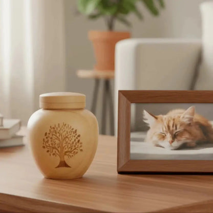 G14 Bamboo Cremation Urn Tree Life Threaded Pet Ashes Keepsake Urn  Ash Container for Dog Cat Human Loved One Funeral Souvenir