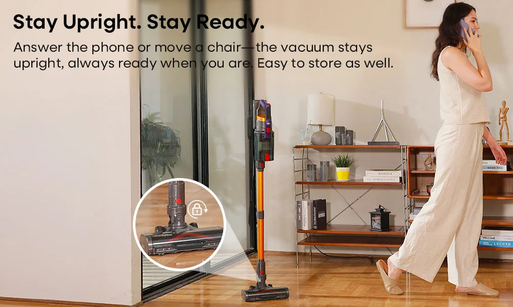 Erabros EV7 Cordless Vacuum Cleaner,70KPa Suction,550W Motor,70Min Runtime,Charging Storage Base,Stick Vacuum with Aroma Design