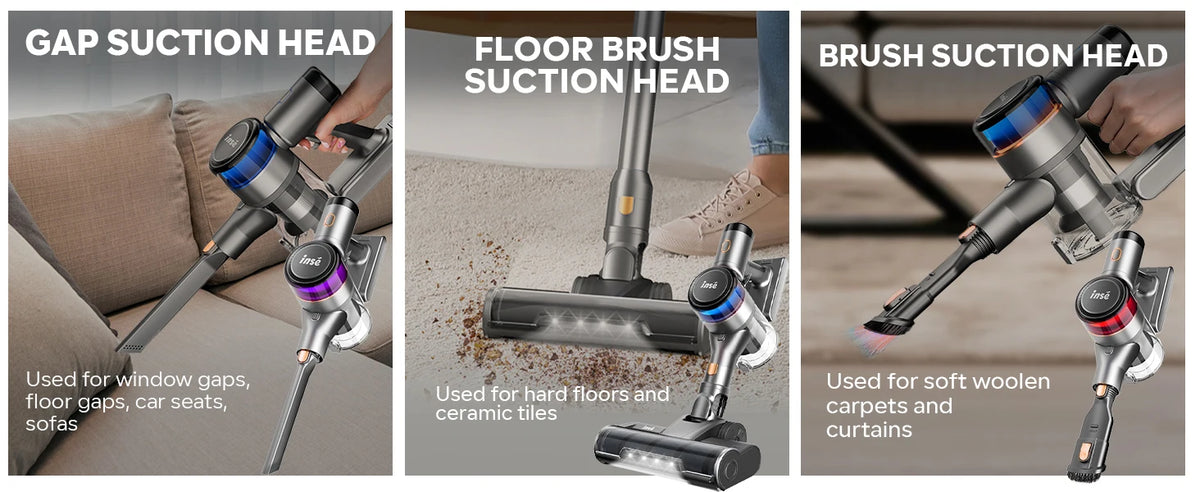 Inse S9 cordless vacuum cleaner, 75KPa, 1L tank, LED display, ideal animal hair and Carpet