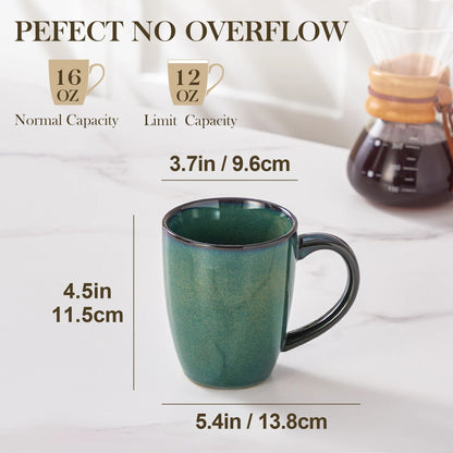 vancasso 4/8 pcs Stoneware Coffee Cups 12Oz 16Oz Starry Coffee Mugs Reflect Glaze Green and Blue with Handle for Tea/Coffee/Coco