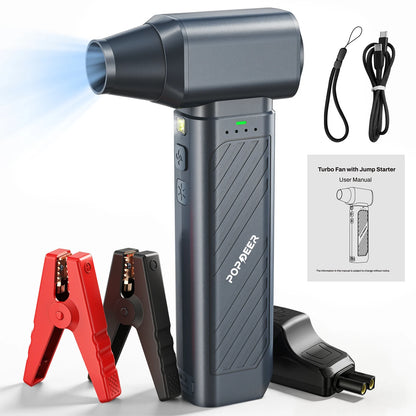 POPDEER 5000A 65W Jump Starter with Turbo Fan, LED Light & Power Bank, All Gas/8.0L Diesel