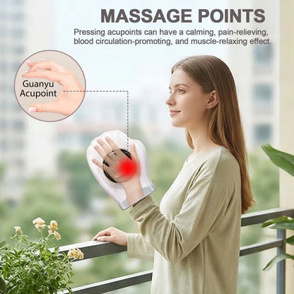 Electric Hand Massager with Heat Air Compression Finger Palm Wrist Therapy Massager Rechargeable Hand Care Device for Pain Relief Relaxation Home Office