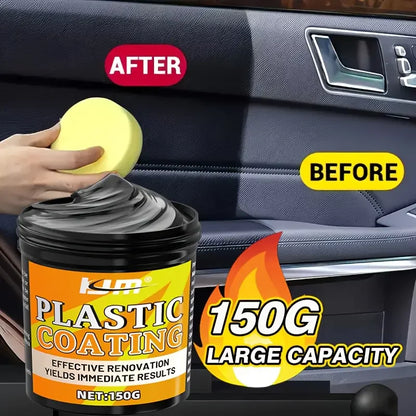 Black Car Interior Repair Wax - Tire Shine and Plastic Repair, Long-Lasting Glossy Coating for Dashboard and Steering Wheel