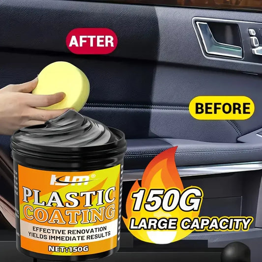 Black Car Interior Repair Wax - Tire Shine and Plastic Repair, Long-Lasting Glossy Coating for Dashboard and Steering Wheel