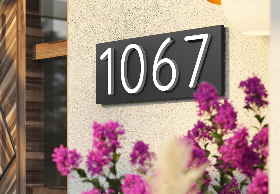 Custom Modern House Number Sign Matte Acrylic Address Digit Sign Outdoor Waterproof Plaques Large Vertical & Horizonta Door Sign