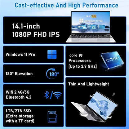2026 New Intel Core I9-10980HK 14.1 inch Laptop Computer Portable Windows 11 Pro Notebook 16GB RAM 1TB 2TB SSD Office Study Gaming Laptops