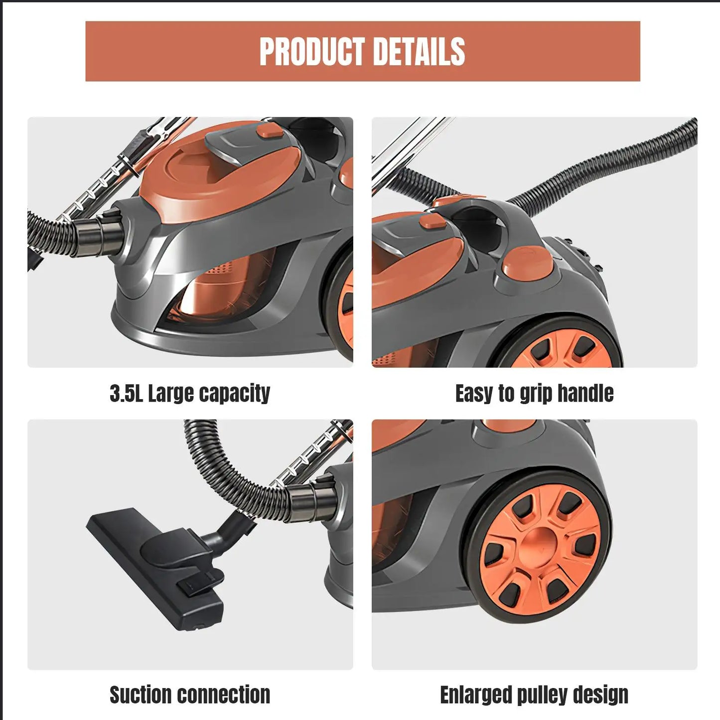 3300W Portable Vacuum Cleaner Powerful Household Multi-functional Dust Removal Mite Vacuum Cleaner for Floors Tile Carpets Hair