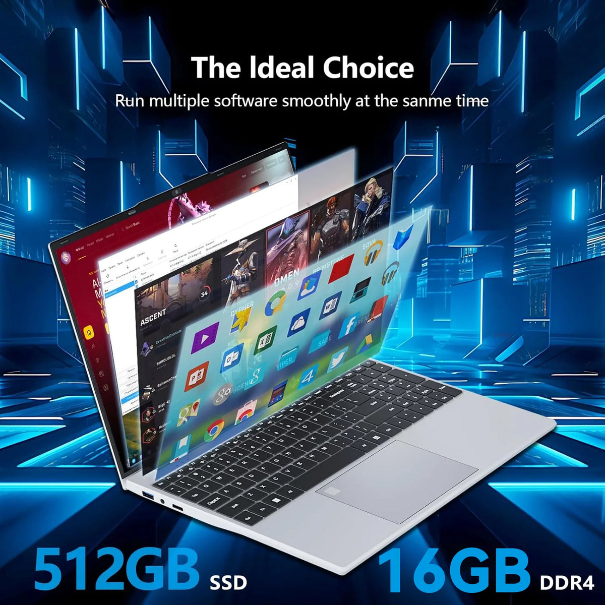 FUCHU 2026 Portable 15.6 Inch Fingerprint Unlock Backlit Keyboard Laptop Computers 16GB DDR3 RAM 512GB 1TB 2TB SSD Intel i3-6006U Notebook Windows 11 Pro Office Study Game PC Laptop