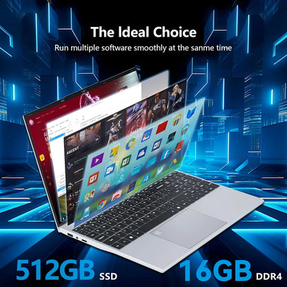 FUCHU 2026 Portable 15.6 Inch Fingerprint Unlock Backlit Keyboard Laptop Computers 16GB DDR3 RAM 512GB 1TB 2TB SSD Intel i3-6006U Notebook Windows 11 Pro Office Study Game PC Laptop