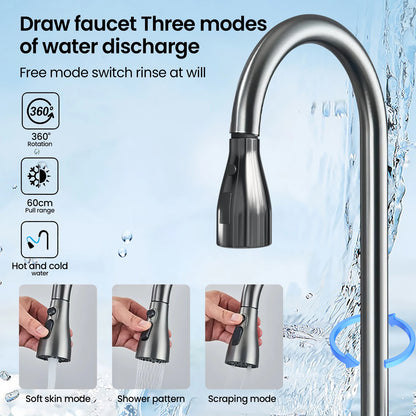 OWJHE304 Stainless Steel Kitchen Sink with Digital Display Waterfall Faucet Multifunctional 75*45cm Large Single Slot Whale Sink