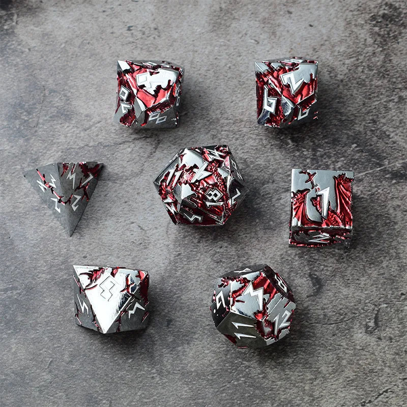 D&D Dice 7 Die Metal DND Dice Set, Weighted Metallic for Dungeons and Dragons Dice Set, Polyhedral D and D Dice Roleplaying Cube