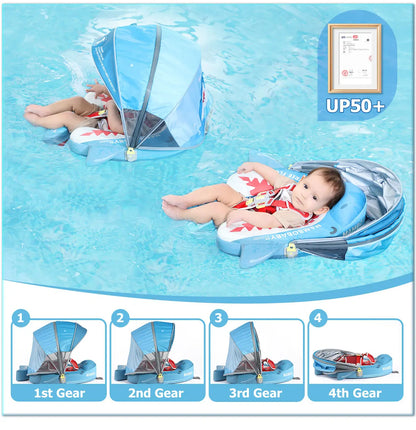 Mambobaby Float Safe Solid Core Comfort Skin-friendly Design with Canopy Baby Swimming Ring Toddler Pool Float Infant Water Ring