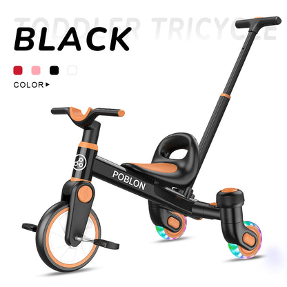 3-in-1 Toddler Tricycle for 1.5-5 Years Old Drift Trike Baby Balance Bike with 360° Spin Wheels Adjustable Seat Kids Tricycle