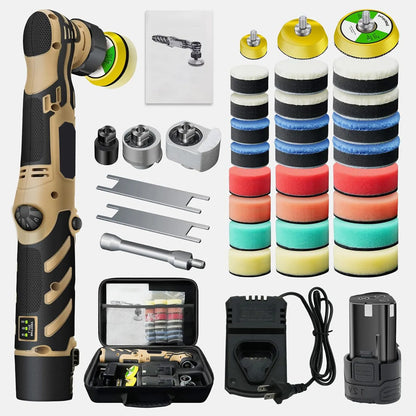 12V Cordless Mini Car Polisher Detailing Wireless Car Polishing Machine 1/1.5/2 Inch Pads Kit For Auto Wax, Adjustable Speed