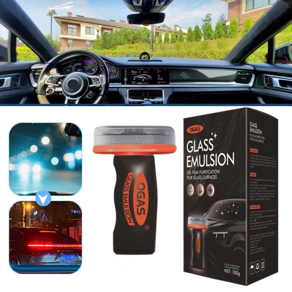 Handheld Glass Emulsion Oil Film Remover Car Windshield Cleaner For Front/Side/Rear Windows Rearview Mirror Auto Glass Cleaning