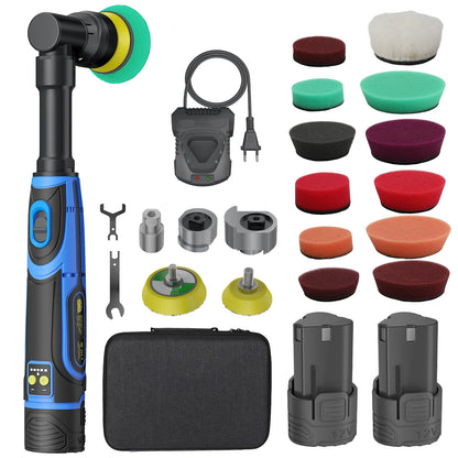 12V Cordless Mini Car Polisher Detailing Wireless Car Polishing Machine 1/1.5/2 Inch Pads Kit For Auto Wax, Adjustable Speed
