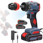 55N.M Brushless Electric Drill Screwdriver 2 IN 1 Handheld Cordless Impact Drill Woodworking DIY Power Tool With 2PCS Battery