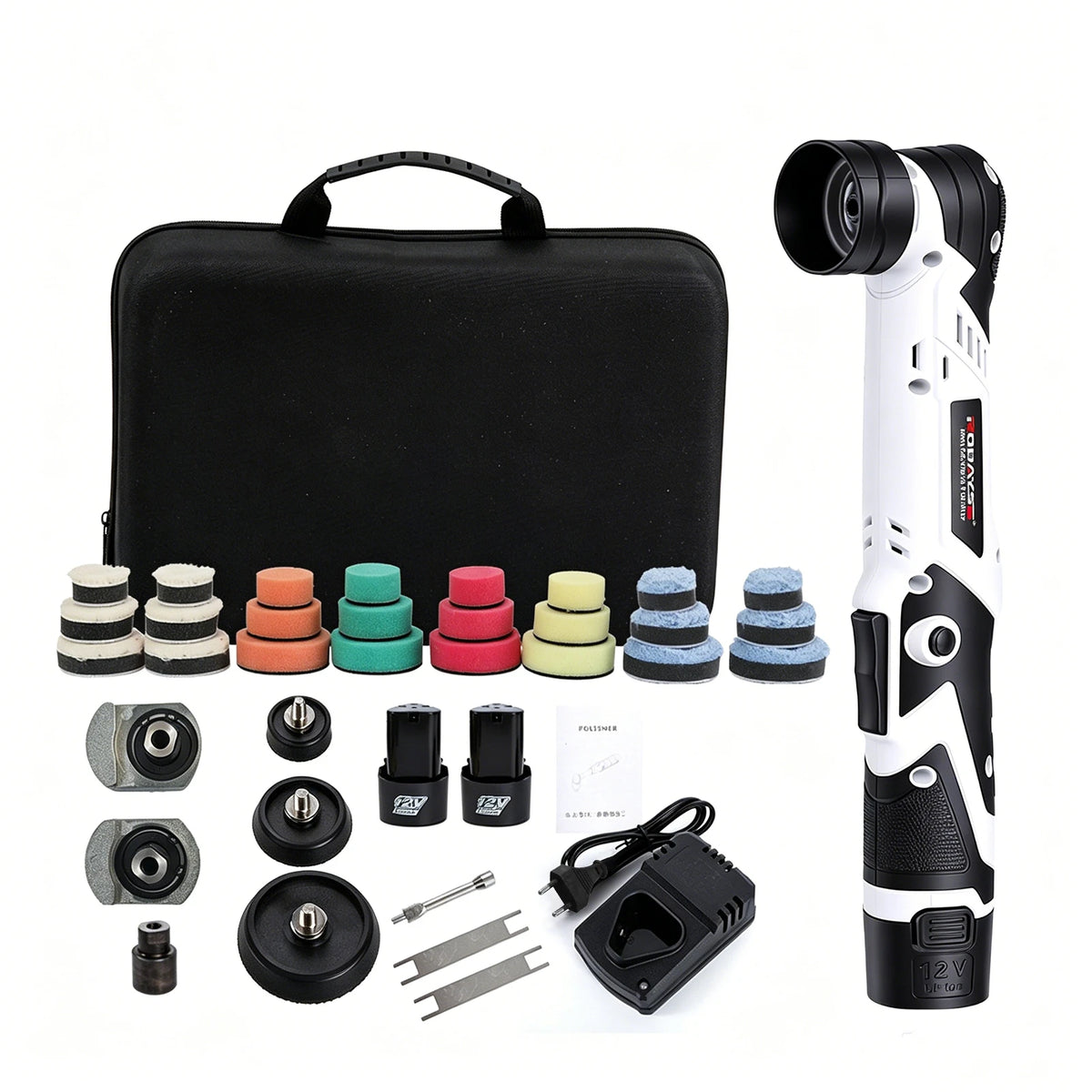 Podofo 12V Wireless Mini Polishing Machine 6 Speed Adjustable Handheld Detail Polisher Portable Electric Buffing Tool For Car Beauty Furniture Surface Polishing