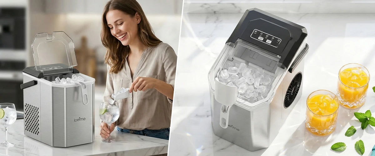 LOEFME 1.2L Ice Cube Machine 12kg/24h Ice Cube Ice Machine For Home 9pcs In 6 Min Professional Ice Machine Scoop