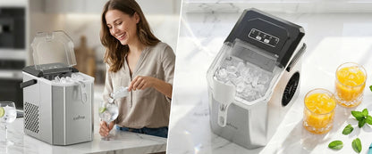 LOEFME 1.2L Ice Cube Machine 12kg/24h Ice Cube Ice Machine For Home 9pcs In 6 Min Professional Ice Machine Scoop
