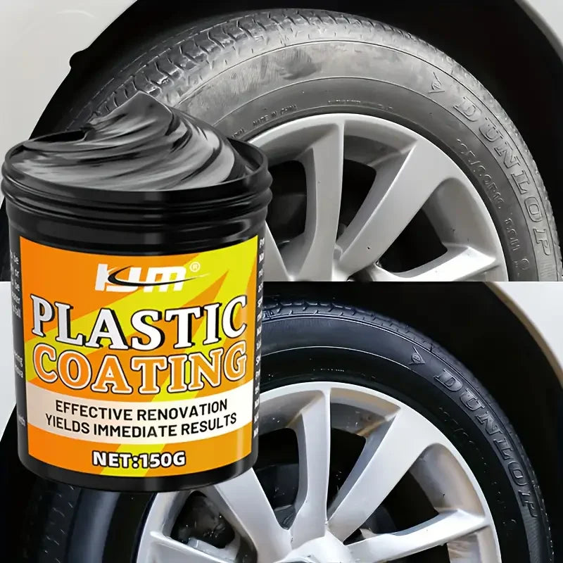 Black Car Interior Repair Wax - Tire Shine and Plastic Repair, Long-Lasting Glossy Coating for Dashboard and Steering Wheel