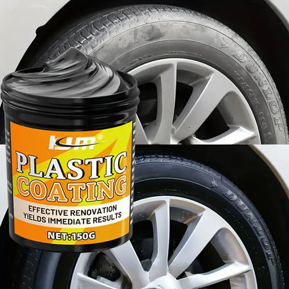 Black Car Interior Repair Wax - Tire Shine and Plastic Repair, Long-Lasting Glossy Coating for Dashboard and Steering Wheel