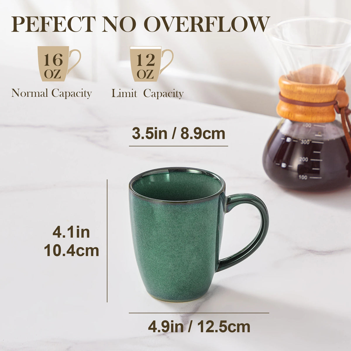 vancasso 4/8 pcs Stoneware Coffee Cups 12Oz 16Oz Starry Coffee Mugs Reflect Glaze Green and Blue with Handle for Tea/Coffee/Coco