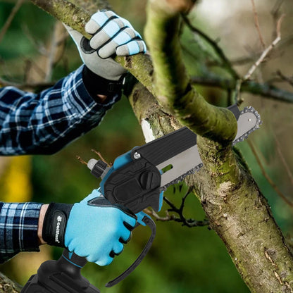 21V 6Inch Cordless Electric Chainsaw Powerful Electric Small Portable Chainsaw with Automatic Oiler Pruning Saw Woodworking Tool