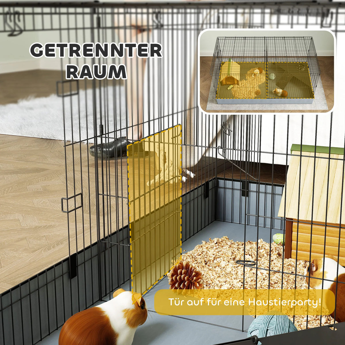 Large Metal Rabbit hamster Cage with Liner & Ramp, Indoor 2-Tier Bunny Habitat with Removable Base, Pet Cage for Rabbit, Guinea Pig, Small Animals