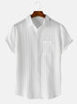 Men's  Comfortable Shirt Summer Beach Men's Shirt   Men's Short Sleeve Shirts  Solid Color Casual Short Sleeve Shirt