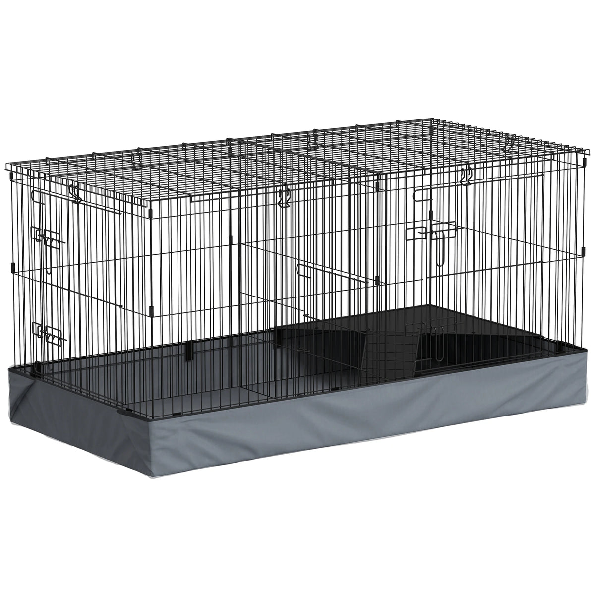 Large Metal Rabbit hamster Cage with Liner & Ramp, Indoor 2-Tier Bunny Habitat with Removable Base, Pet Cage for Rabbit, Guinea Pig, Small Animals