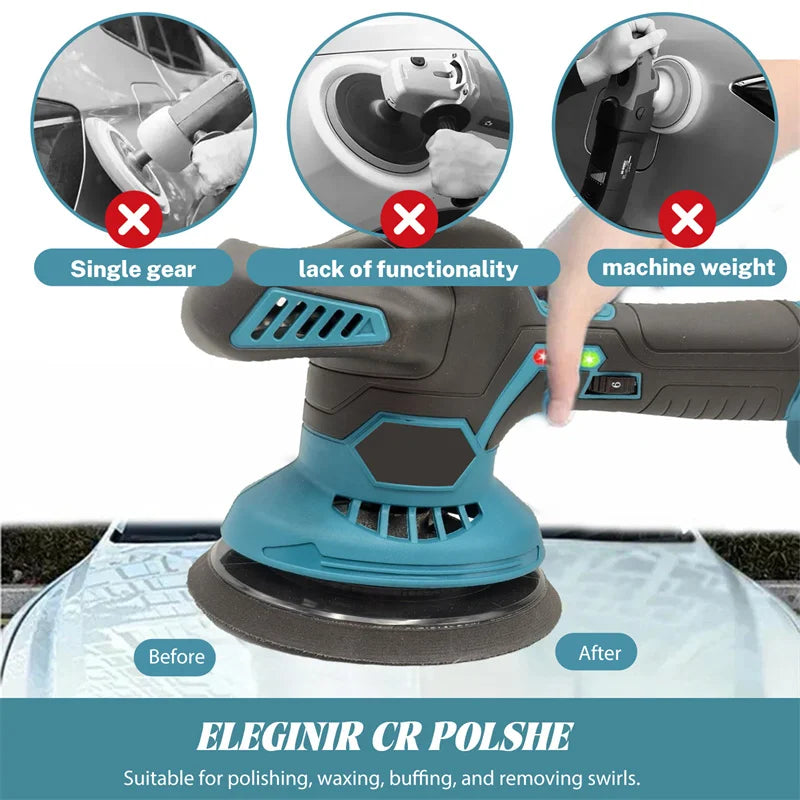 Cordless Buffer Polisher, 6 Variable Speeds, 2800-6000 RPM Car Buffer Polisher Kit With 2pcs 3.0Ah Battery For Car Polishing