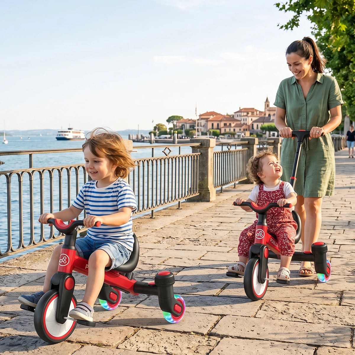 3-in-1 Toddler Tricycle for 1.5-5 Years Old Drift Trike Baby Balance Bike with 360° Spin Wheels Adjustable Seat Kids Tricycle