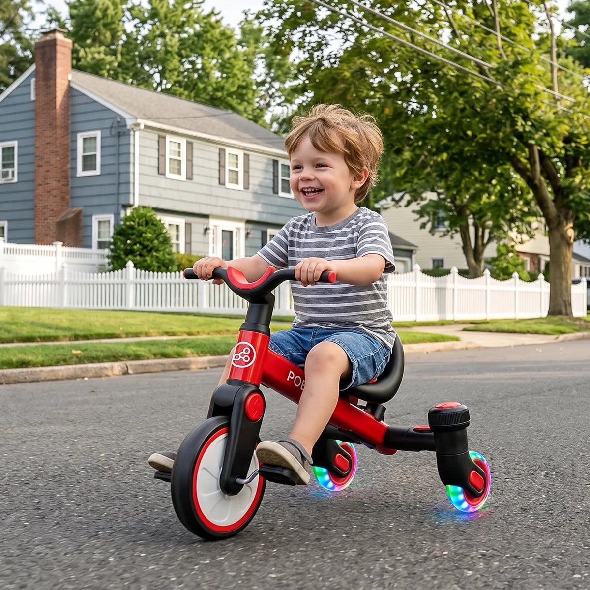 3-in-1 Toddler Tricycle for 1.5-5 Years Old Drift Trike Baby Balance Bike with 360° Spin Wheels Adjustable Seat Kids Tricycle