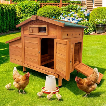 Chicken Coop on Stilts with Wooden Laying Nest Protects Chickens from Predators, Raised Nest, Easy to Clean