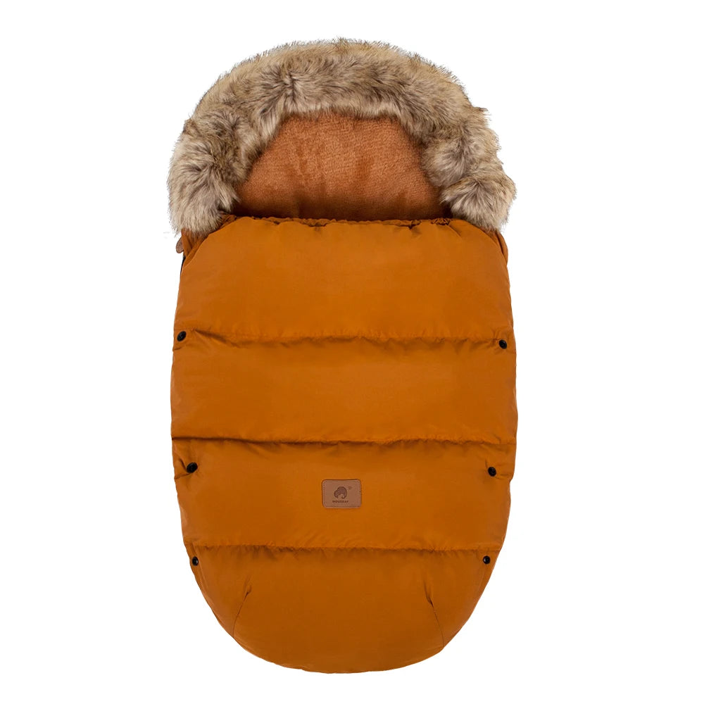 Stroller Footmuff Outdoor Winter Baby Warm In Pram Removable Thicker Windproof Fur Collar Baby Envelope Stroller Accessories