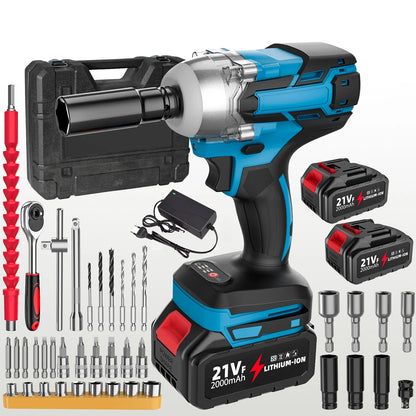 21V Cordless Brushless Impact French 380Nm - 1/2 Inch Electric Impact Gun for Car fire/Truck/Bolt cover Cordless Impact Gun