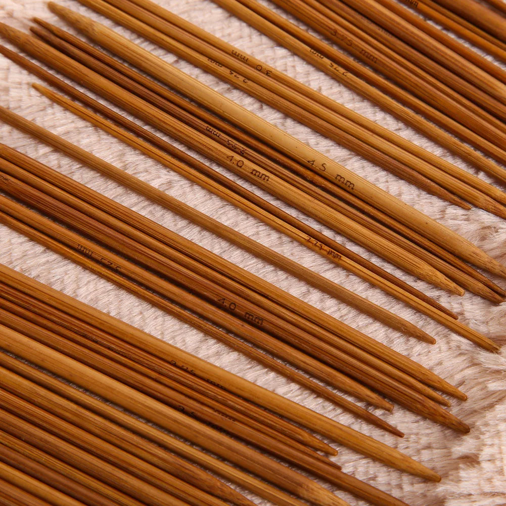 55/110pcs 11Sizes 13cm Bamboo Knitting Needles Crochet Hooks Double Pointed Carbonized Bamboo Needles Sweater Weave Craft