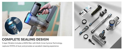 70KPa 400W cordless vacuum cleaner, 1 L dust cup, light display battery, for animal hair, Carpet