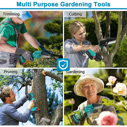 21V Cordless Mini Chainsaw, Upgraded 8-Inch Portable Electric Chainsaw with 2 Rechargeable Batteries, 2 Chainsaw Chains, 20,000 Rpm, Portable Wood Cutter for Garden Tree Pruning.