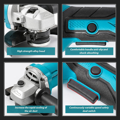 1000W 125MM Brushless Electric Angle Grinder 3 Speeds Grinder Cutting Machine Woodworking Power Tool For Makita 18V Battery