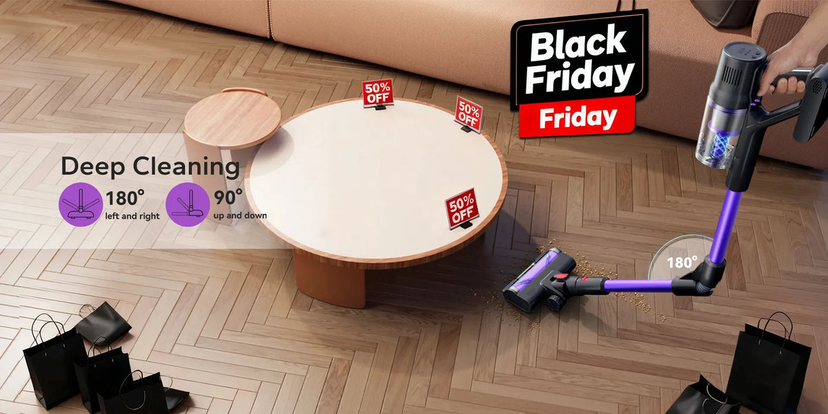 Blossom DSV112A Cordless Vacuum Cleaner 50000Pa 550W,180° Foldable Tube Touchscreen Stick Vacuum,55 Mins Runtime Anti-Tangle Roller Brush HEPA Filtration LED Light Wireless Vacuum for Pet Hair Hard Floor Carpet
