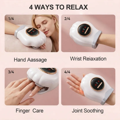 Electric Hand Massager with Heat Air Compression Finger Palm Wrist Therapy Massager Rechargeable Hand Care Device for Pain Relief Relaxation Home Office