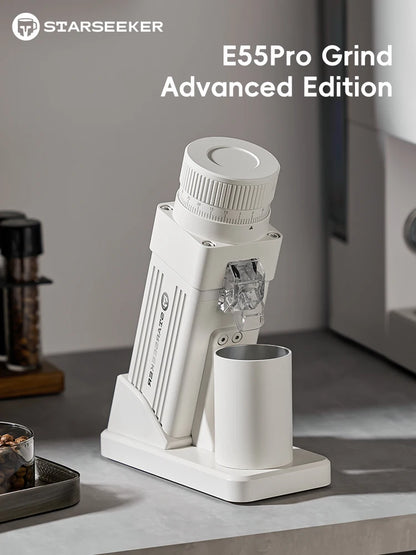 STARSEEKER E55Pro Electric Coffee Grinder 55MM Titanium Cone Burr Stepless Adjustment Espresso Brew Coffee Bean Grinder Black