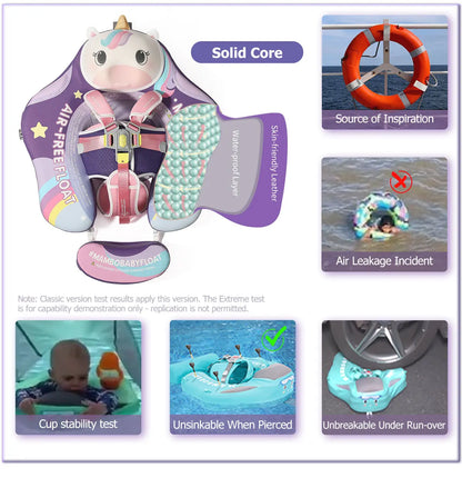Mambobaby Float Safe Solid Core ST-Unicorn B503-143-W-Z Comfort Always: Skin-friendly Coat Baby Swimming Ring Toddler Pool Float