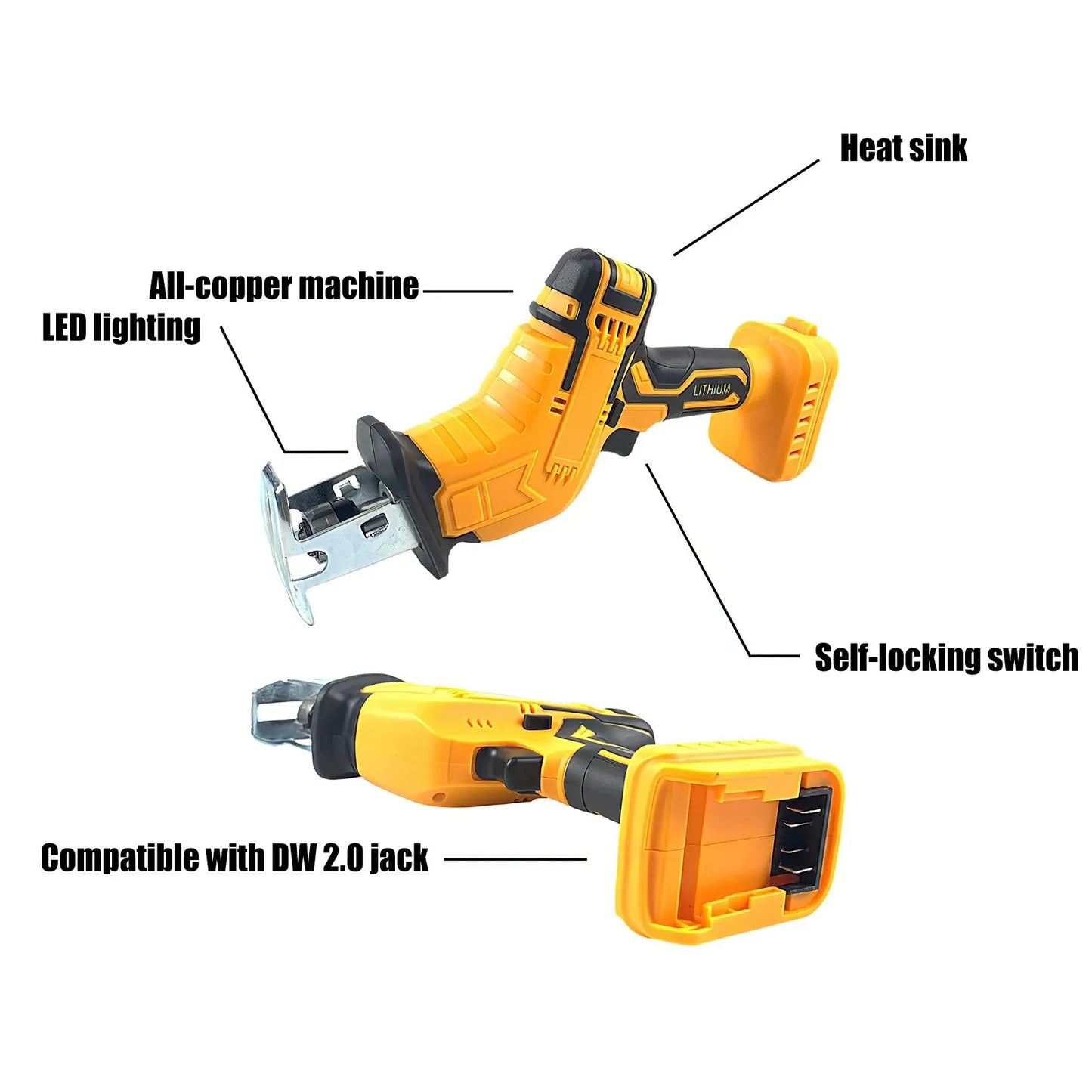150mm Electric Reciprocating Saw Chainsaw With 4PCS Saw Blade Household Multi-functional Small Metal Power Tools For Dewalt 20V Battery